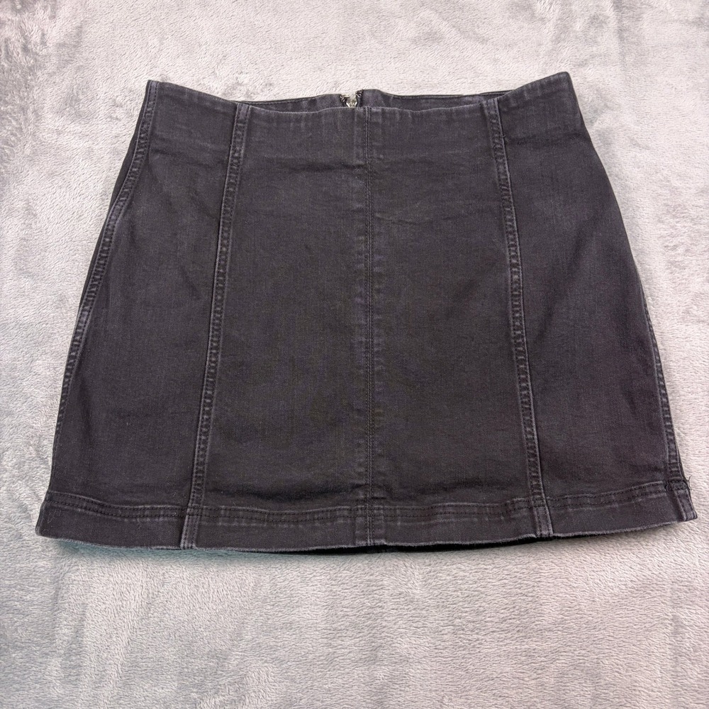 Wild Fable Mini Skirt Women's 14 Black Denim Stretch Back Zip Seamed Grunge Goth